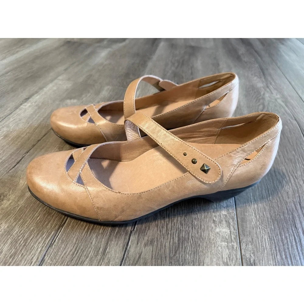Abeo B.I.O. System Nia Tan‎ Leather Mary Jane Low Heel Comfort Shoes Womens 10 N